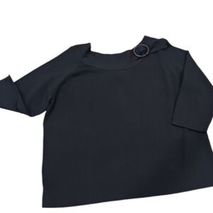 Rafaella women's blouse Plus Sz 2X Black 3/4 length sleeve Viscose/nylon mix